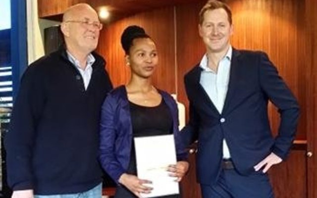  The top student, Nozi Danisa with Michael Lutzeyer (left) and Craig Versfeld
